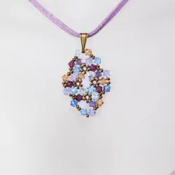 Pendant 40cm - Shea Rhombus S-Mauve Suedine - Pendant 40cm - Laiton bronze
